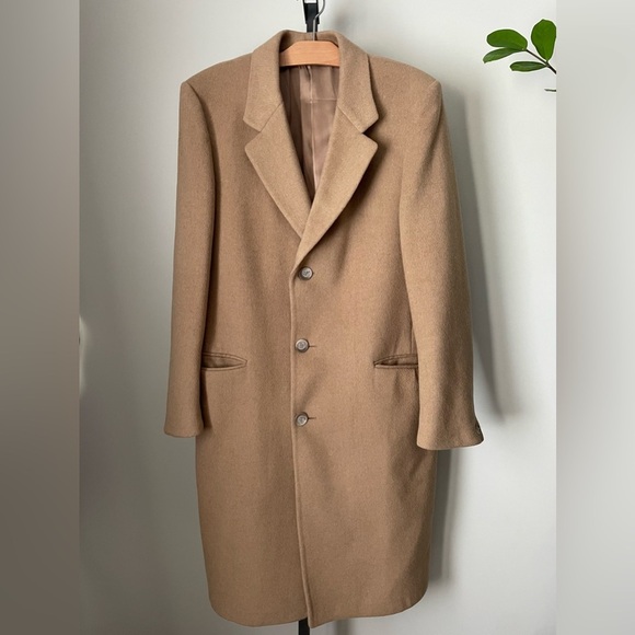Vintage The Bay Wool Long Coat Longline Topcoat Camel Union Label Mens Size 44 - Picture 1 of 16